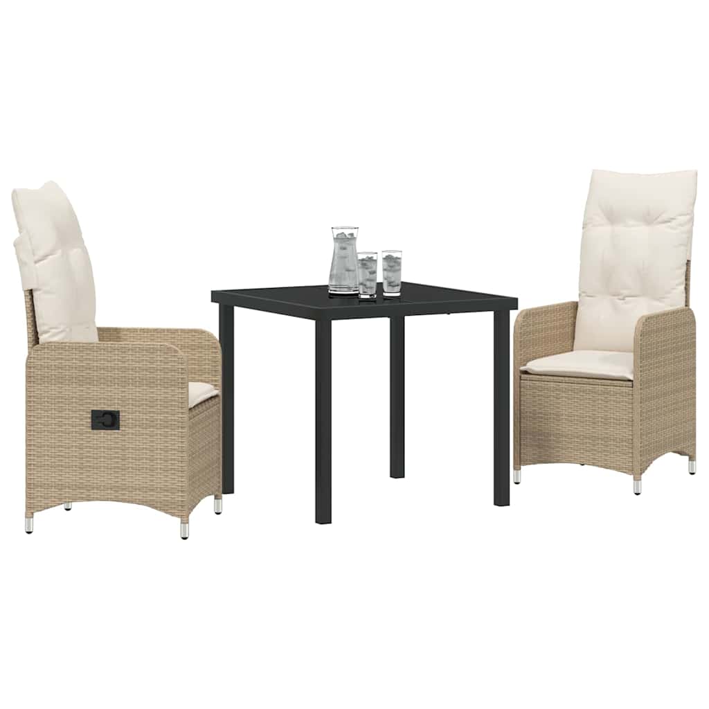 Ensemble de salle à manger pour jardin 3 pcs Beige polyrotin - XIOS