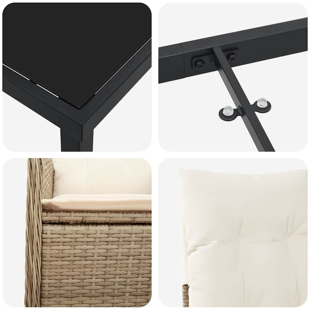 Ensemble de salle à manger pour jardin 5 pcs Beige polyrotin - XIOS