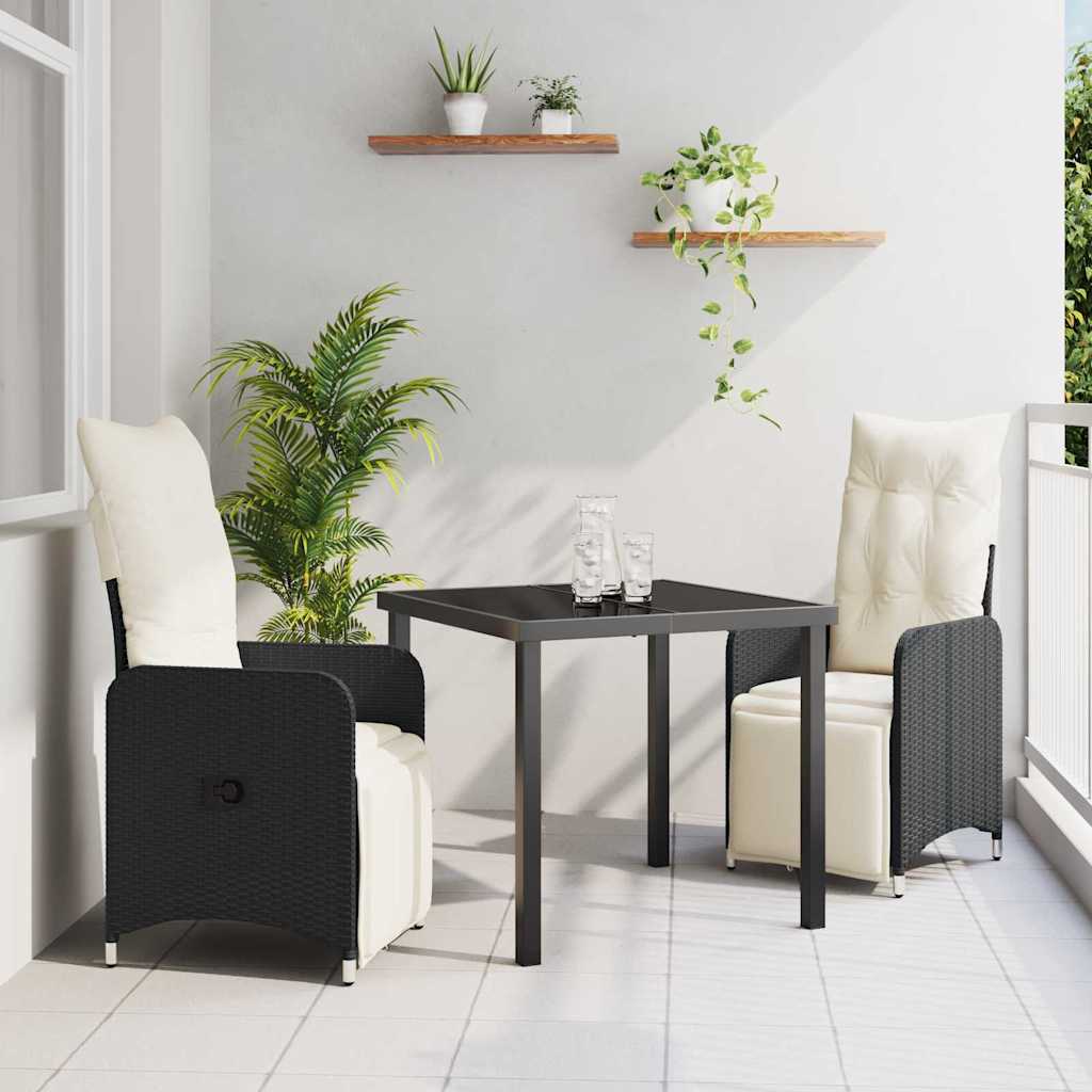 Ensemble de salle à manger pour jardin 3 pcs Noir polyrotin - XIOS