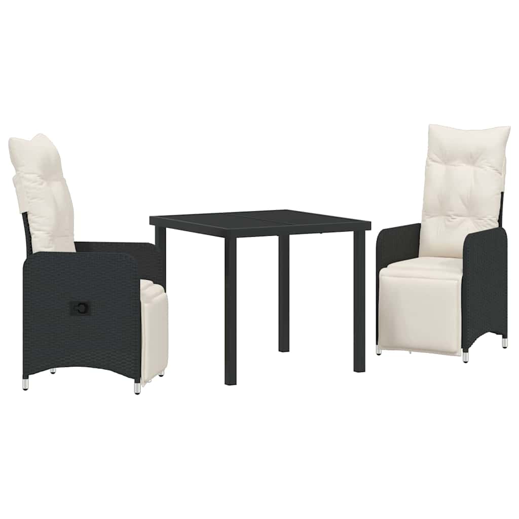 Ensemble de salle à manger pour jardin 3 pcs Noir polyrotin - XIOS
