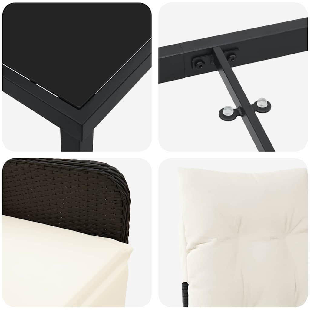 Ensemble de salle à manger pour jardin 5 pcs Noir polyrotin - XIOS