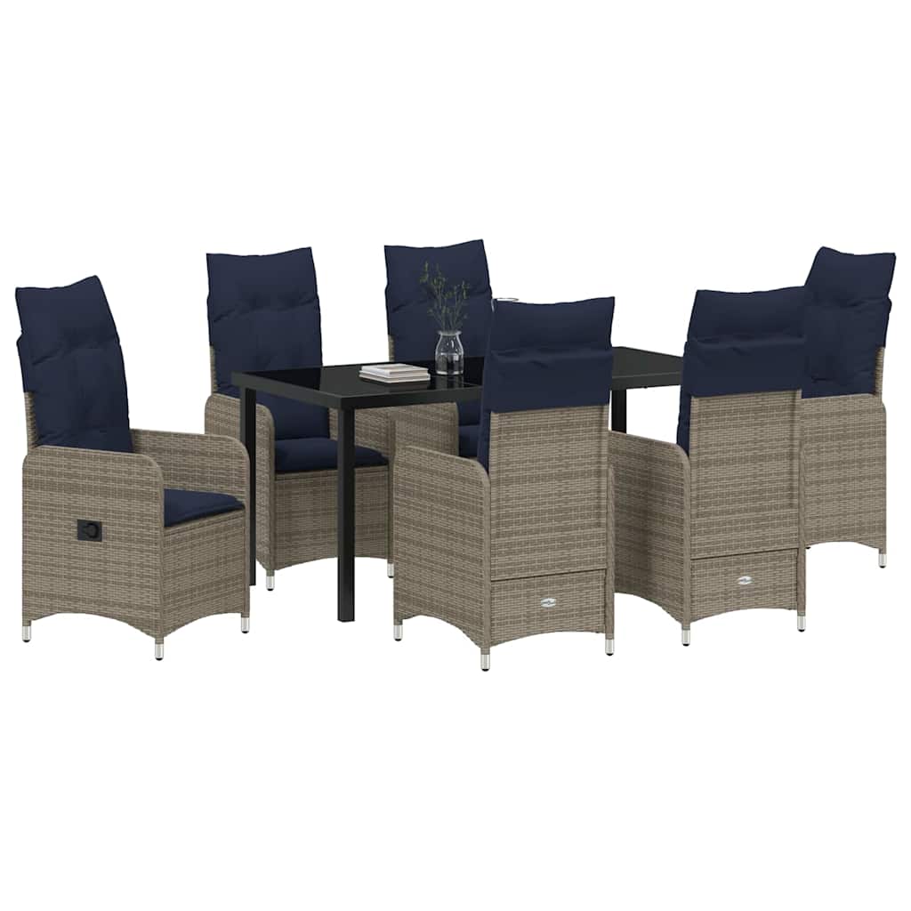 Ensemble de salle à manger pour jardin 7 pcs Noir polyrotin - XIOS