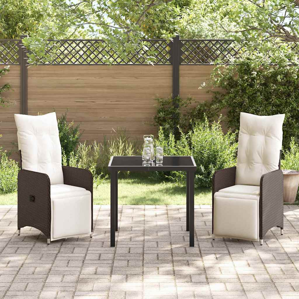 Ensemble de salle à manger pour jardin 3 pcs Marron polyrotin - XIOS