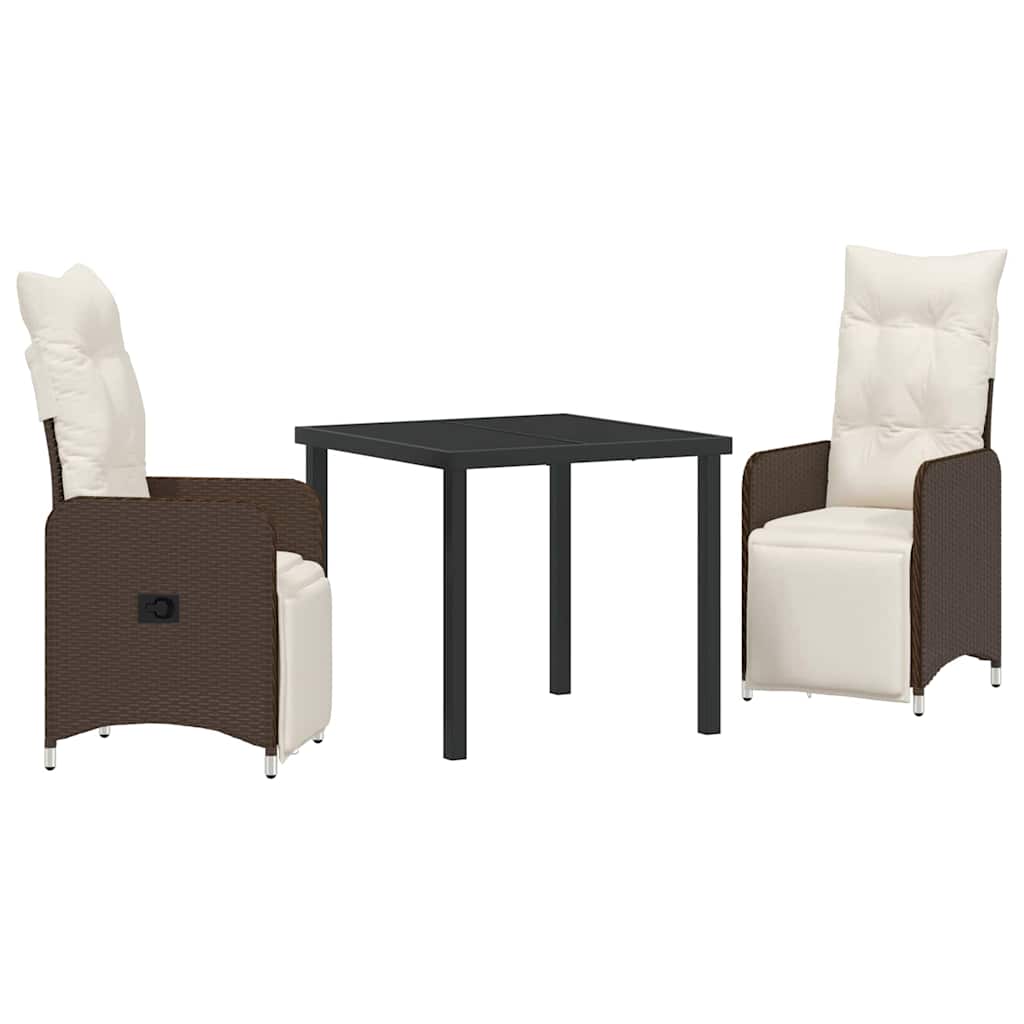 Ensemble de salle à manger pour jardin 3 pcs Marron polyrotin - XIOS