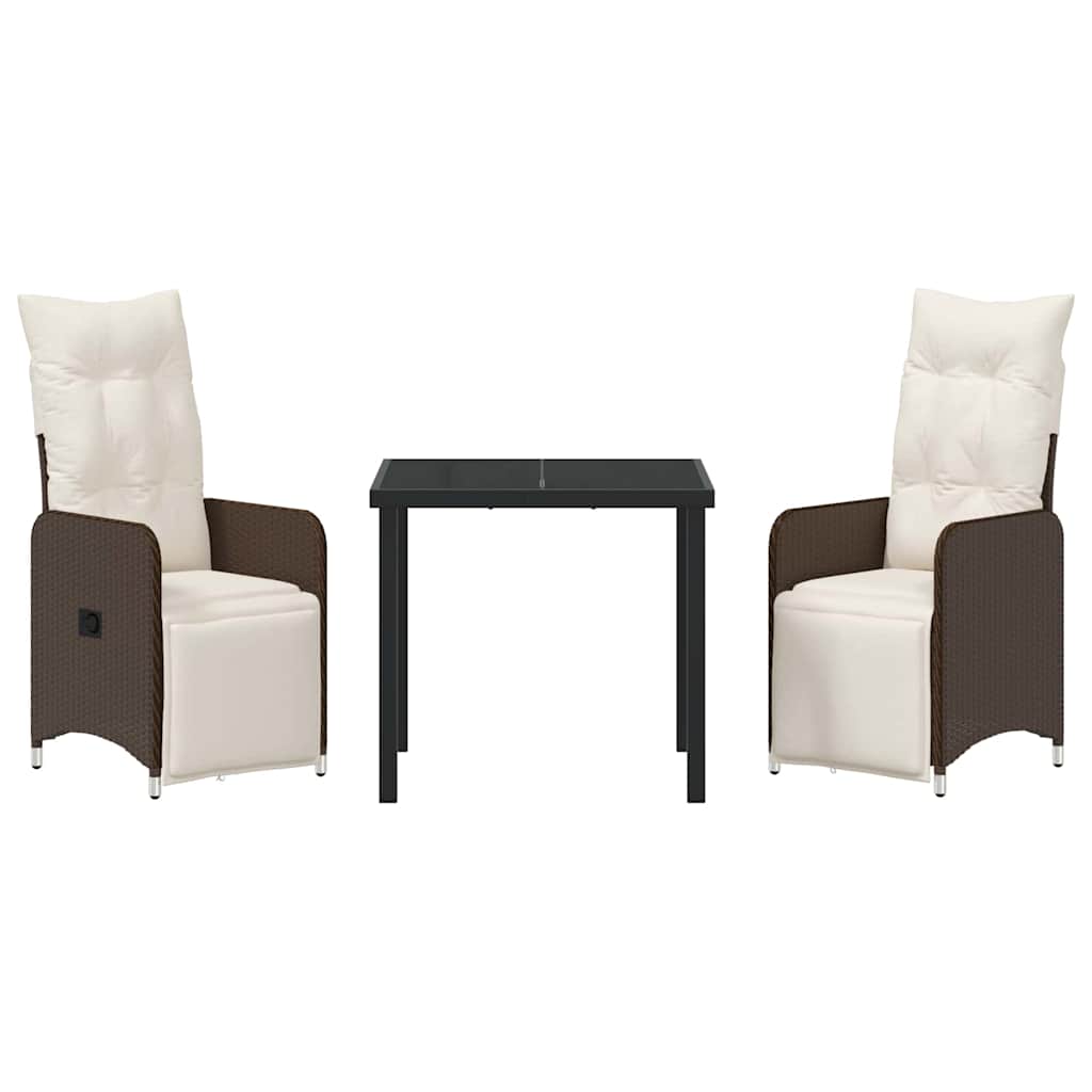 Ensemble de salle à manger pour jardin 3 pcs Marron polyrotin - XIOS