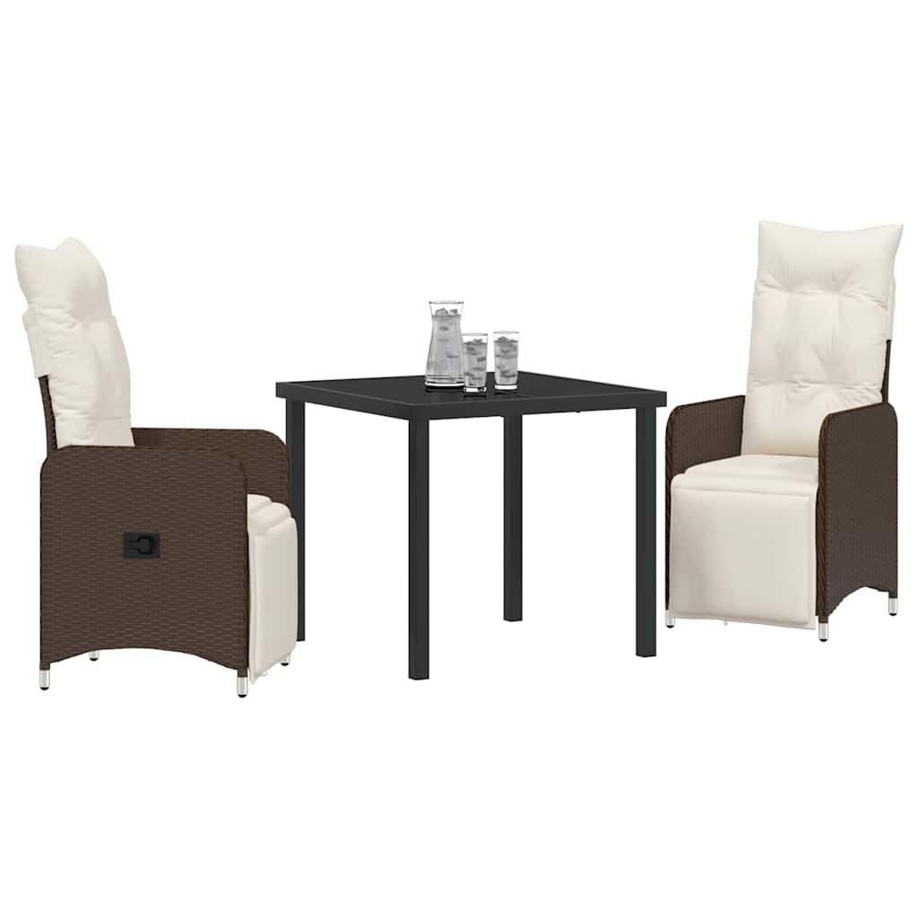 Ensemble de salle à manger pour jardin 3 pcs Marron polyrotin - XIOS