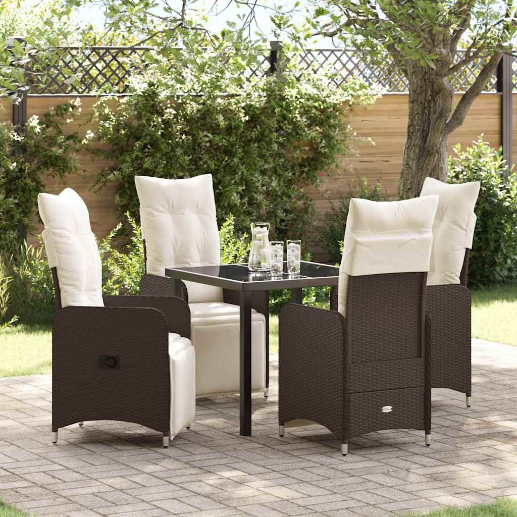 Ensemble de salle à manger pour jardin 5 pcs Marron polyrotin - XIOS