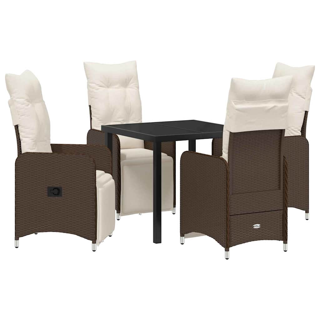 Ensemble de salle à manger pour jardin 5 pcs Marron polyrotin - XIOS