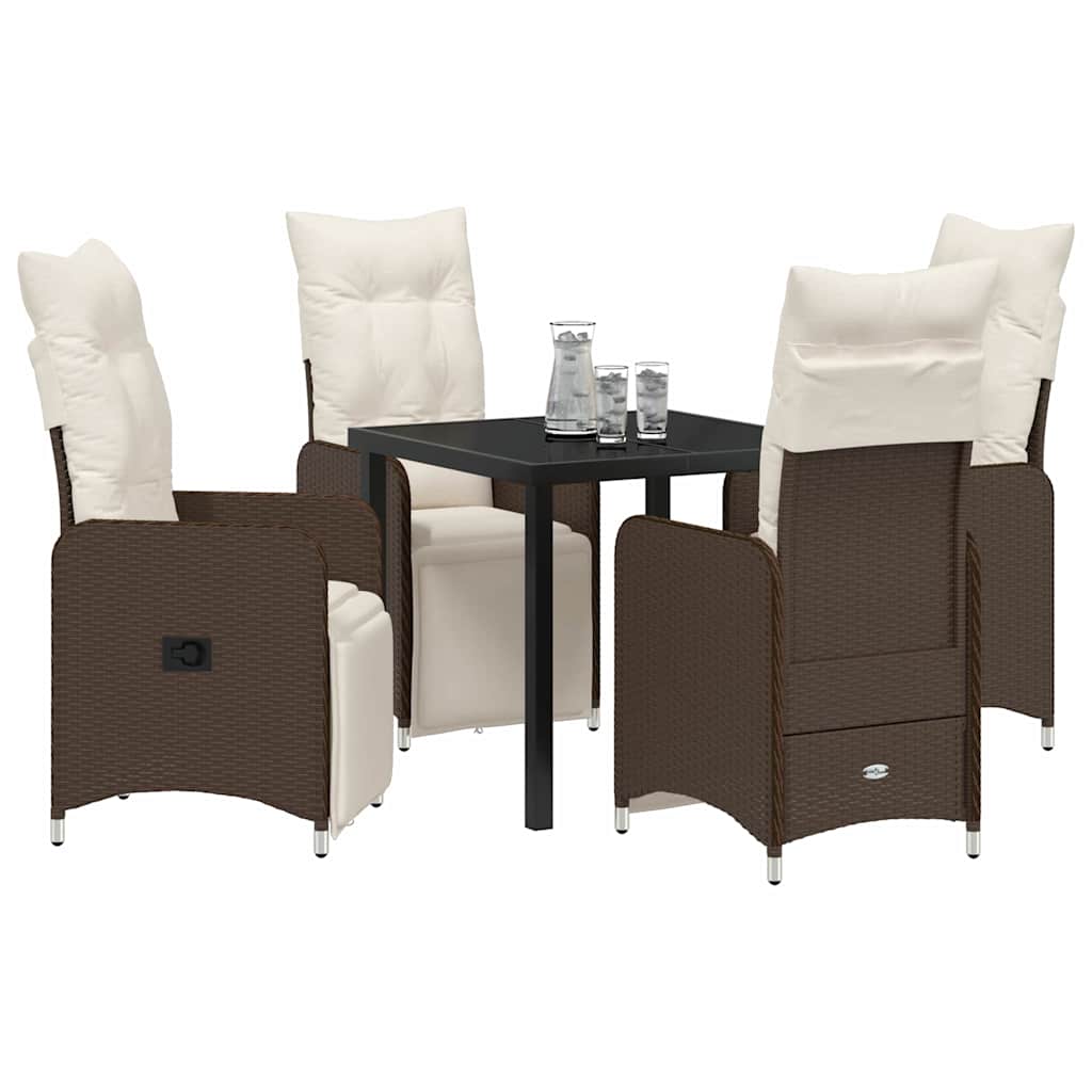 Ensemble de salle à manger pour jardin 5 pcs Marron polyrotin - XIOS