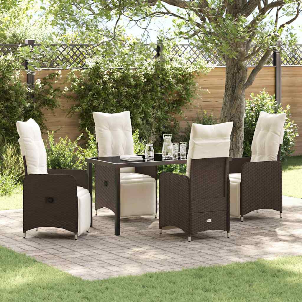 Ensemble de salle à manger pour jardin 5 pcs Marron polyrotin - XIOS