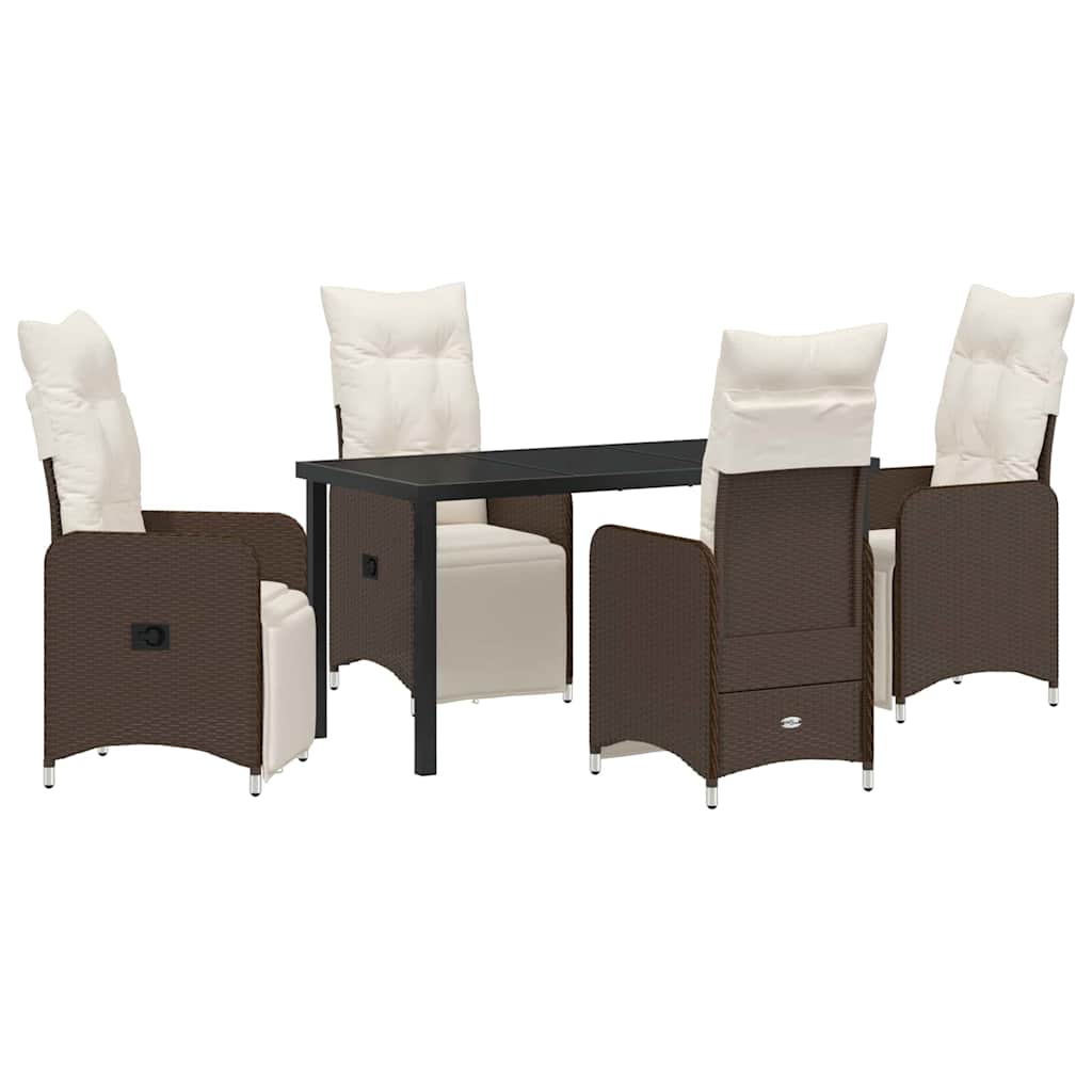 Ensemble de salle à manger pour jardin 5 pcs Marron polyrotin - XIOS