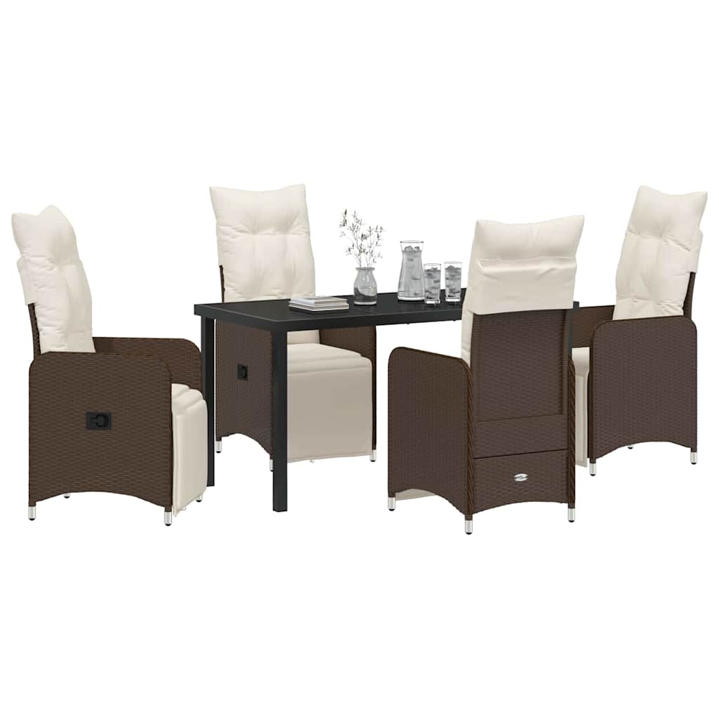 Ensemble de salle à manger pour jardin 5 pcs Marron polyrotin - XIOS
