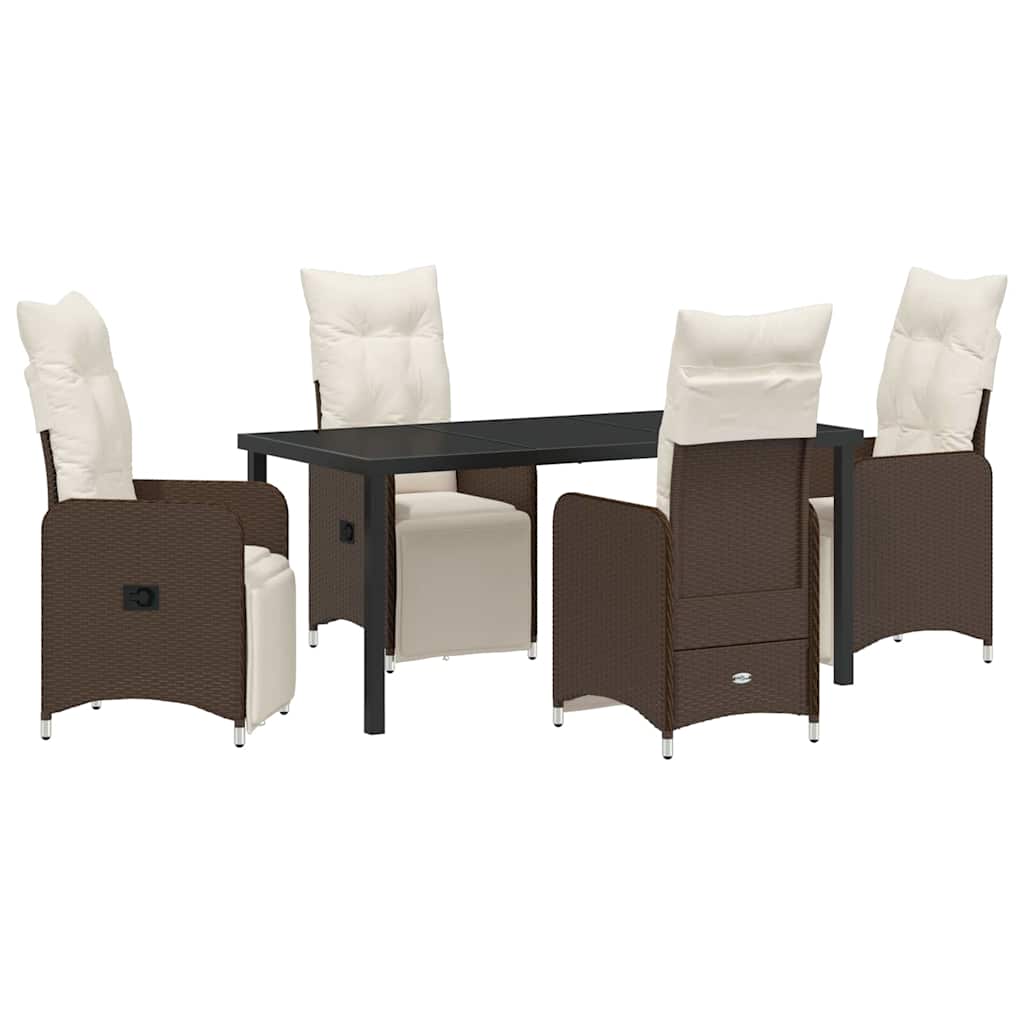 Ensemble de salle à manger pour jardin 5 pcs Marron polyrotin - XIOS