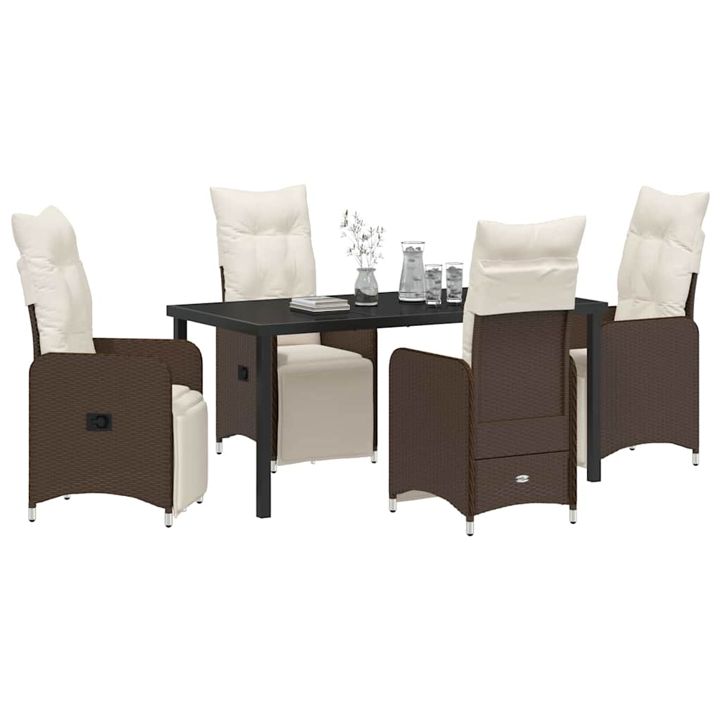 Ensemble de salle à manger pour jardin 5 pcs Marron polyrotin - XIOS
