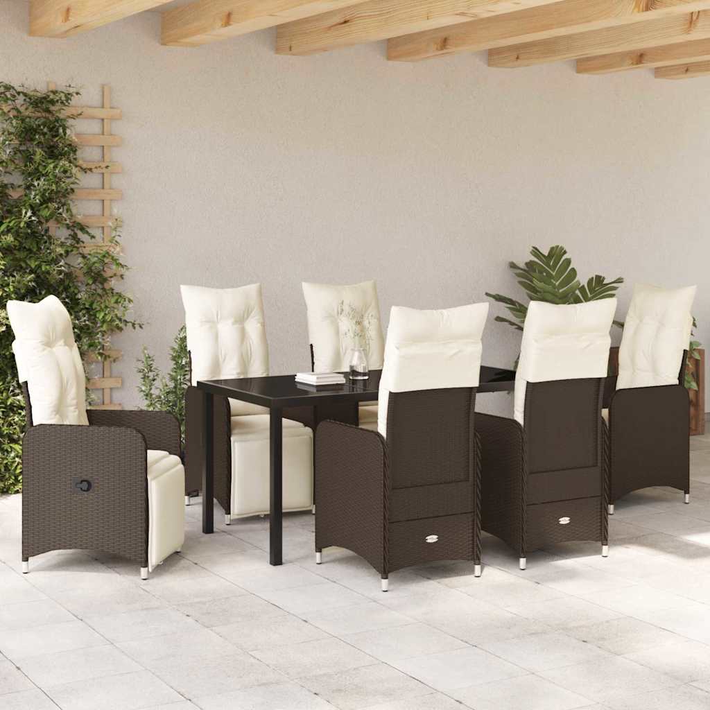 Ensemble de salle à manger pour jardin 7 pcs Marron polyrotin - XIOS
