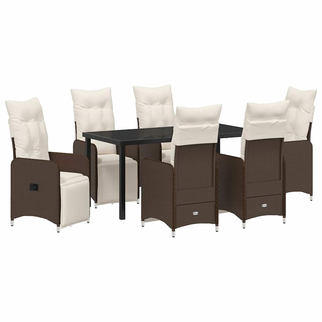 Ensemble de salle à manger pour jardin 7 pcs Marron polyrotin - XIOS