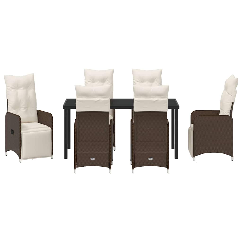 Ensemble de salle à manger pour jardin 7 pcs Marron polyrotin - XIOS