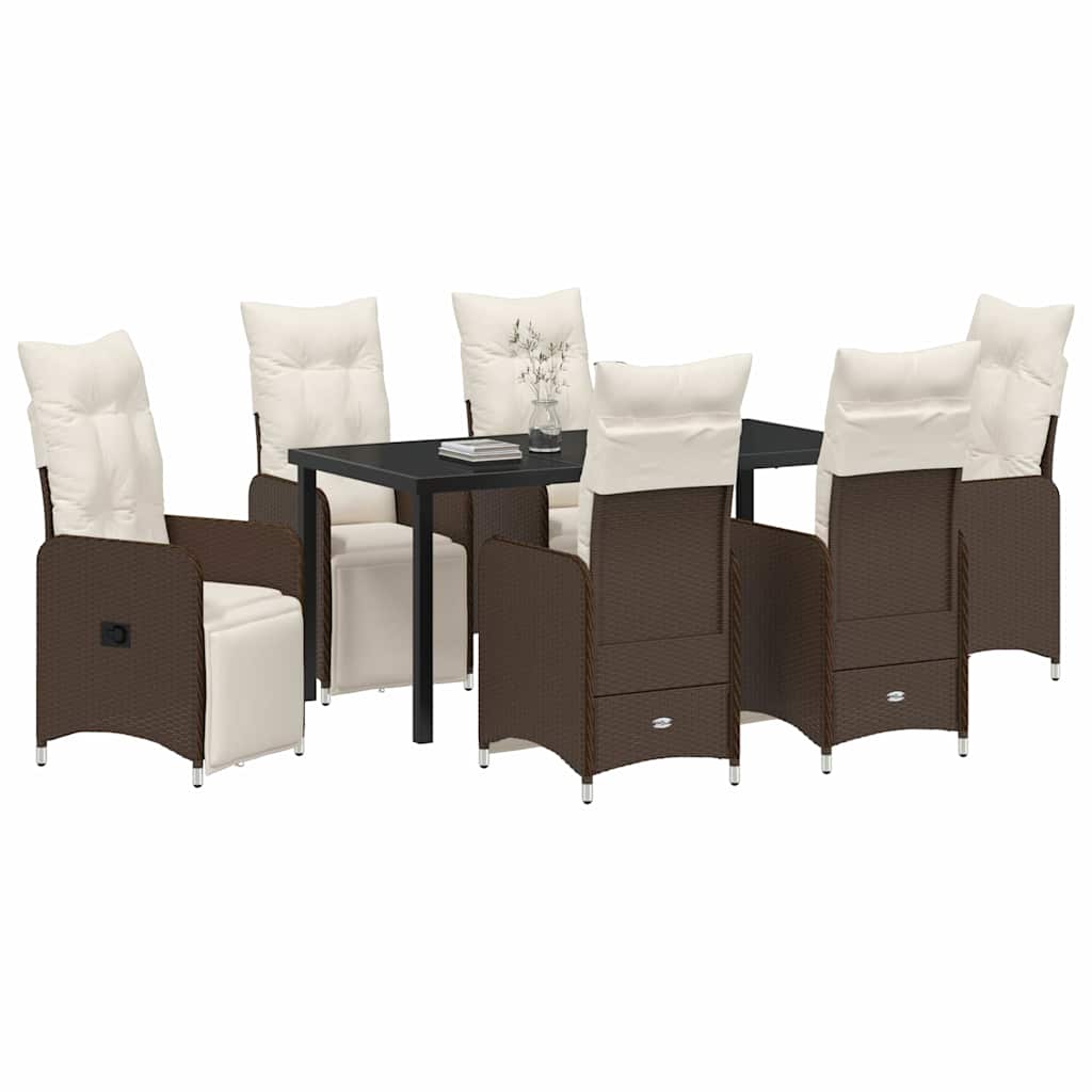 Ensemble de salle à manger pour jardin 7 pcs Marron polyrotin - XIOS