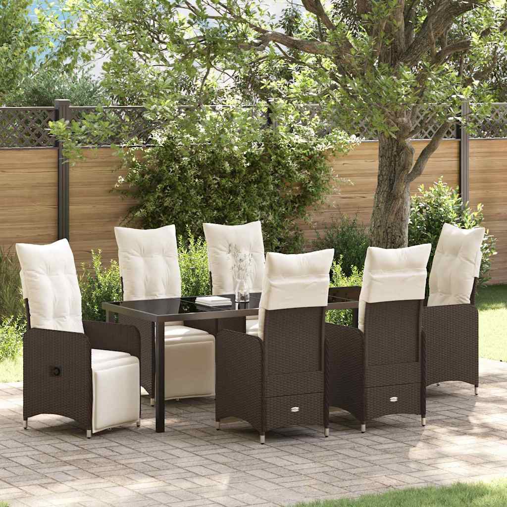 Ensemble de salle à manger pour jardin 7 pcs Marron polyrotin - XIOS