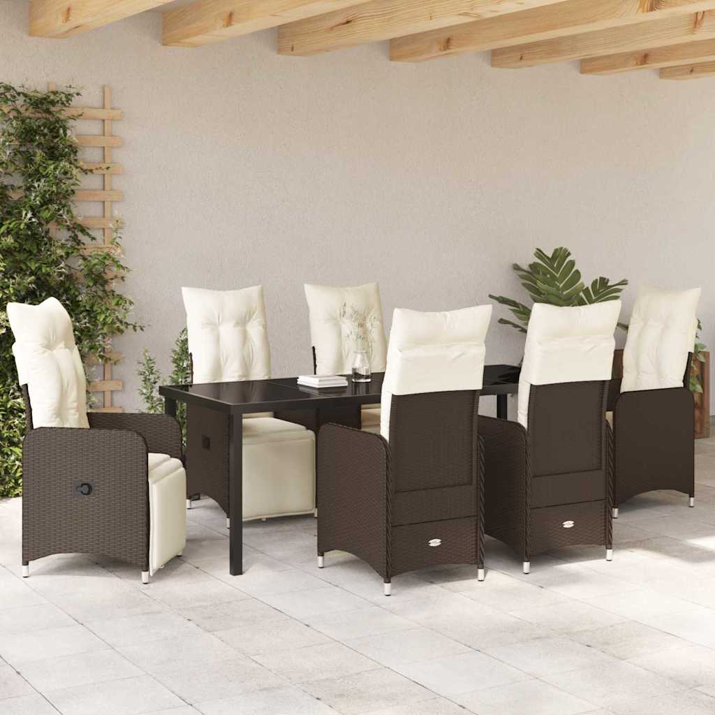 Ensemble de salle à manger pour jardin 7 pcs Marron polyrotin - XIOS