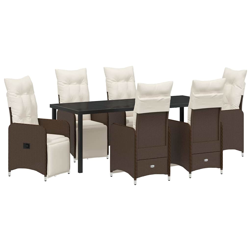 Ensemble de salle à manger pour jardin 7 pcs Marron polyrotin - XIOS