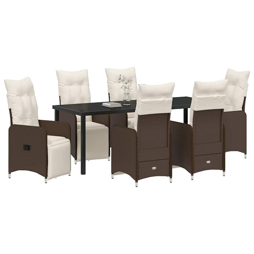 Ensemble de salle à manger pour jardin 7 pcs Marron polyrotin - XIOS