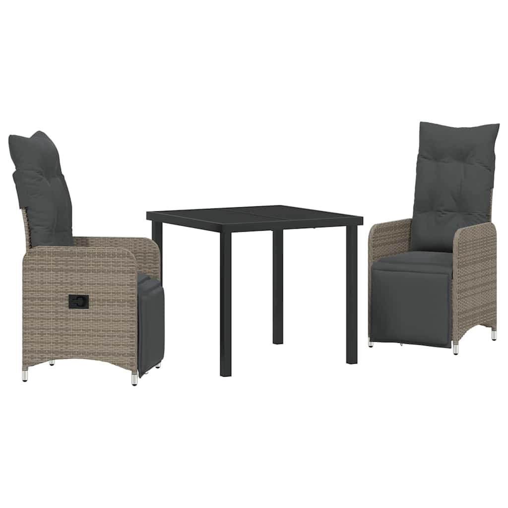 Ensemble de salle à manger pour jardin 3 pcs Gris polyrotin - XIOS