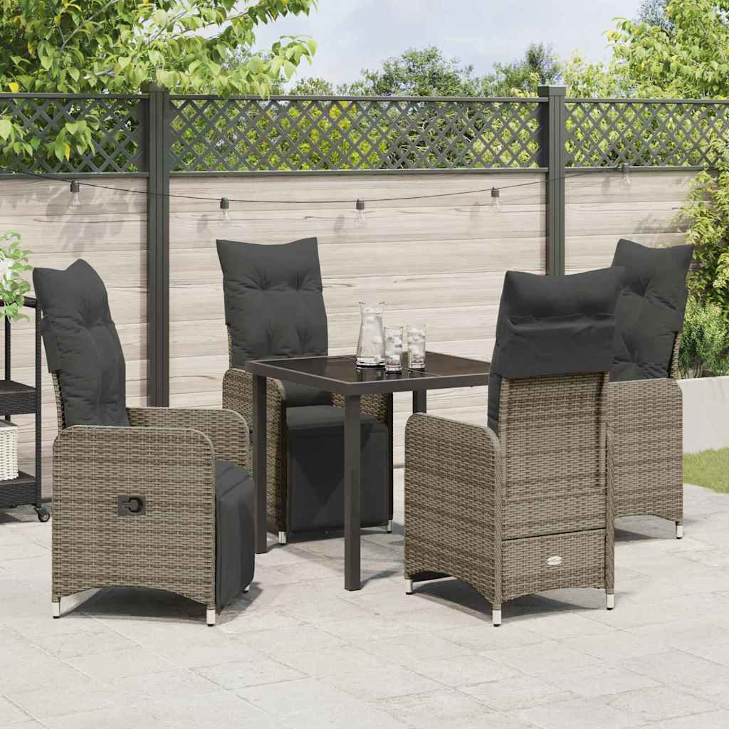 Ensemble de salle à manger pour jardin 5 pcs Gris polyrotin - XIOS