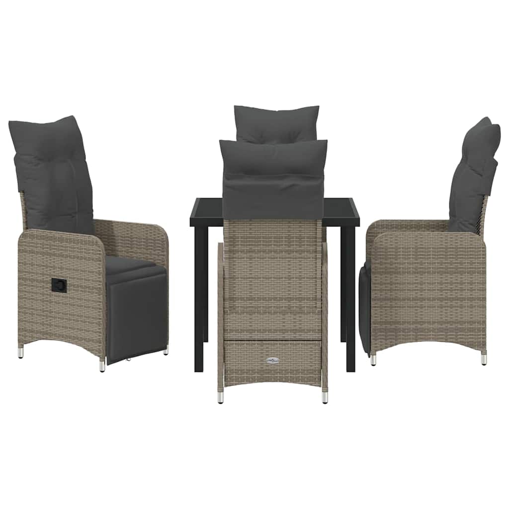 Ensemble de salle à manger pour jardin 5 pcs Gris polyrotin - XIOS