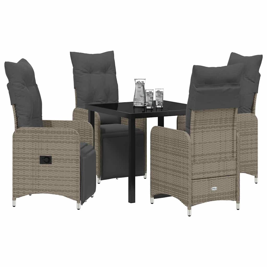 Ensemble de salle à manger pour jardin 5 pcs Gris polyrotin - XIOS