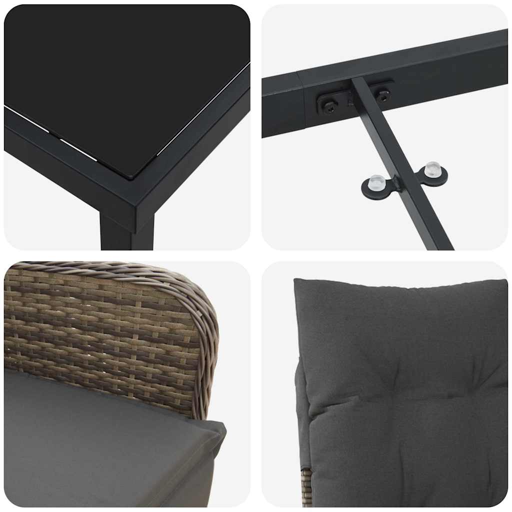 Ensemble de salle à manger pour jardin 5 pcs Gris polyrotin - XIOS