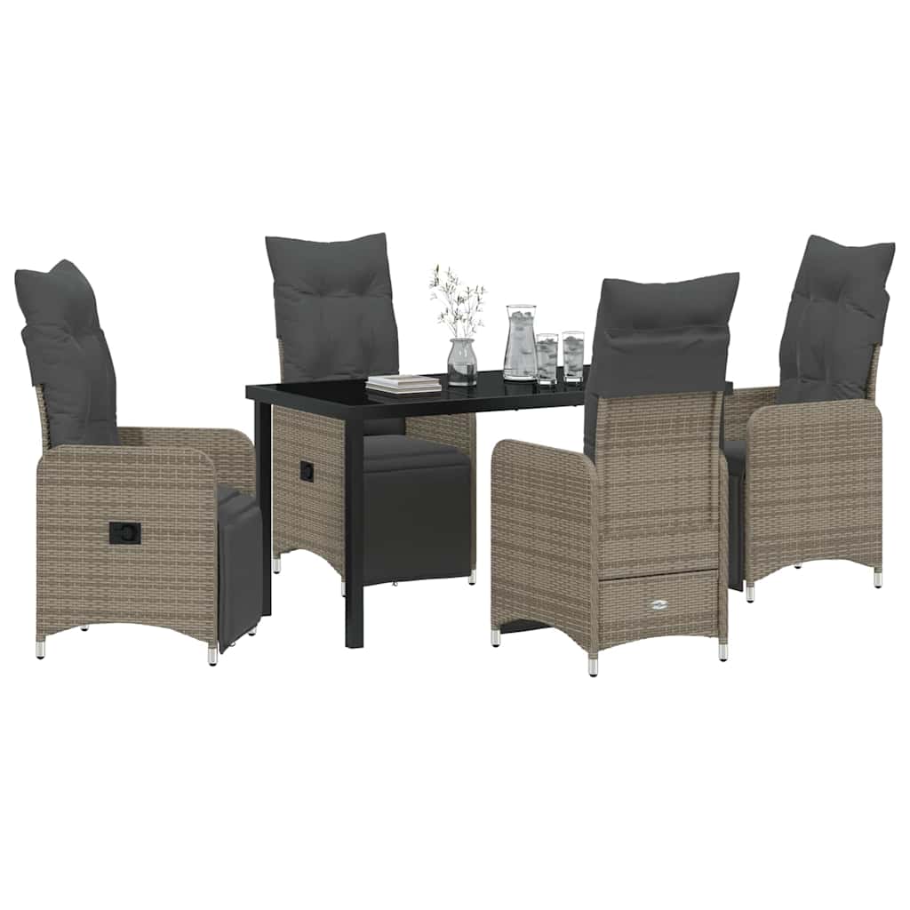Ensemble de salle à manger pour jardin 5 pcs Gris polyrotin - XIOS