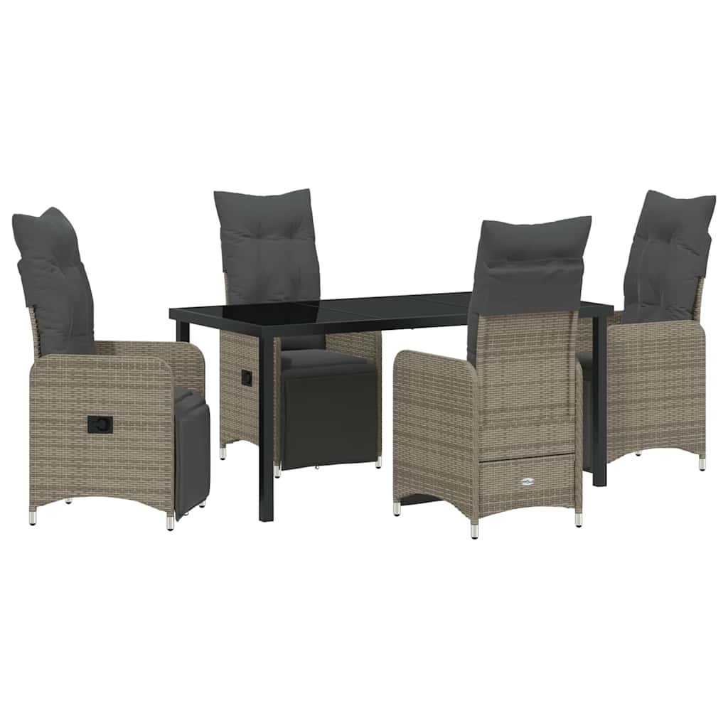 Ensemble de salle à manger pour jardin 5 pcs Gris polyrotin - XIOS
