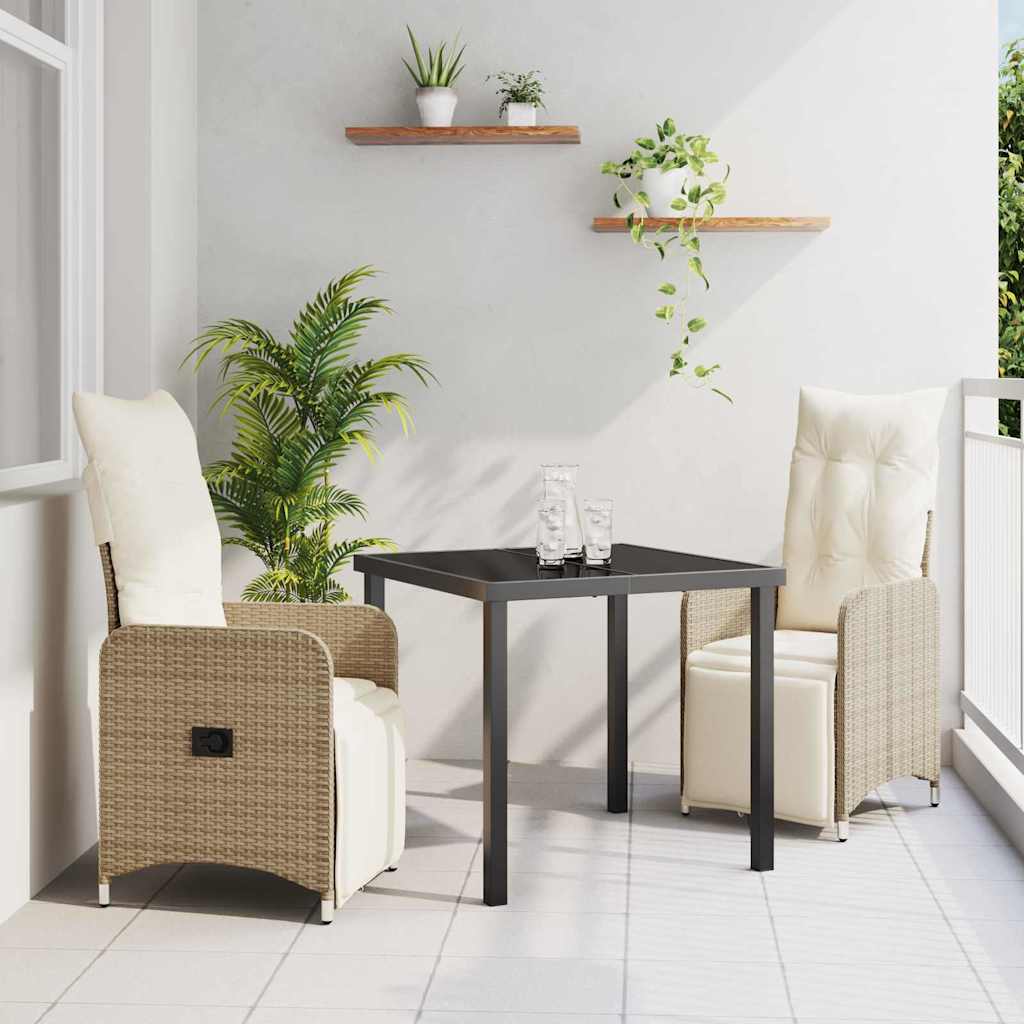 Ensemble de salle à manger pour jardin 3 pcs Beige polyrotin - XIOS