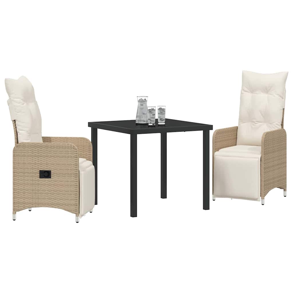 Ensemble de salle à manger pour jardin 3 pcs Beige polyrotin - XIOS