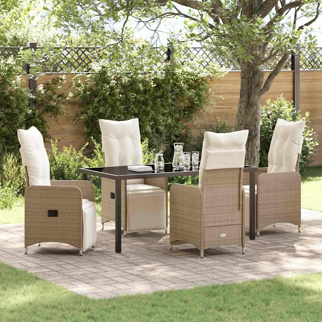 Ensemble de salle à manger pour jardin 5 pcs Beige polyrotin - XIOS