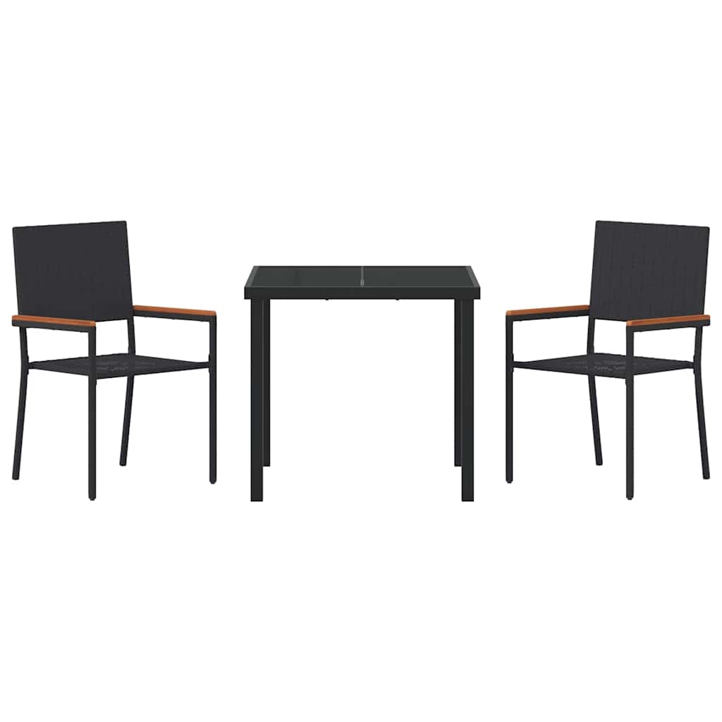 Ensemble de salle à manger pour jardin 3 pcs Noir polyrotin - XIOS