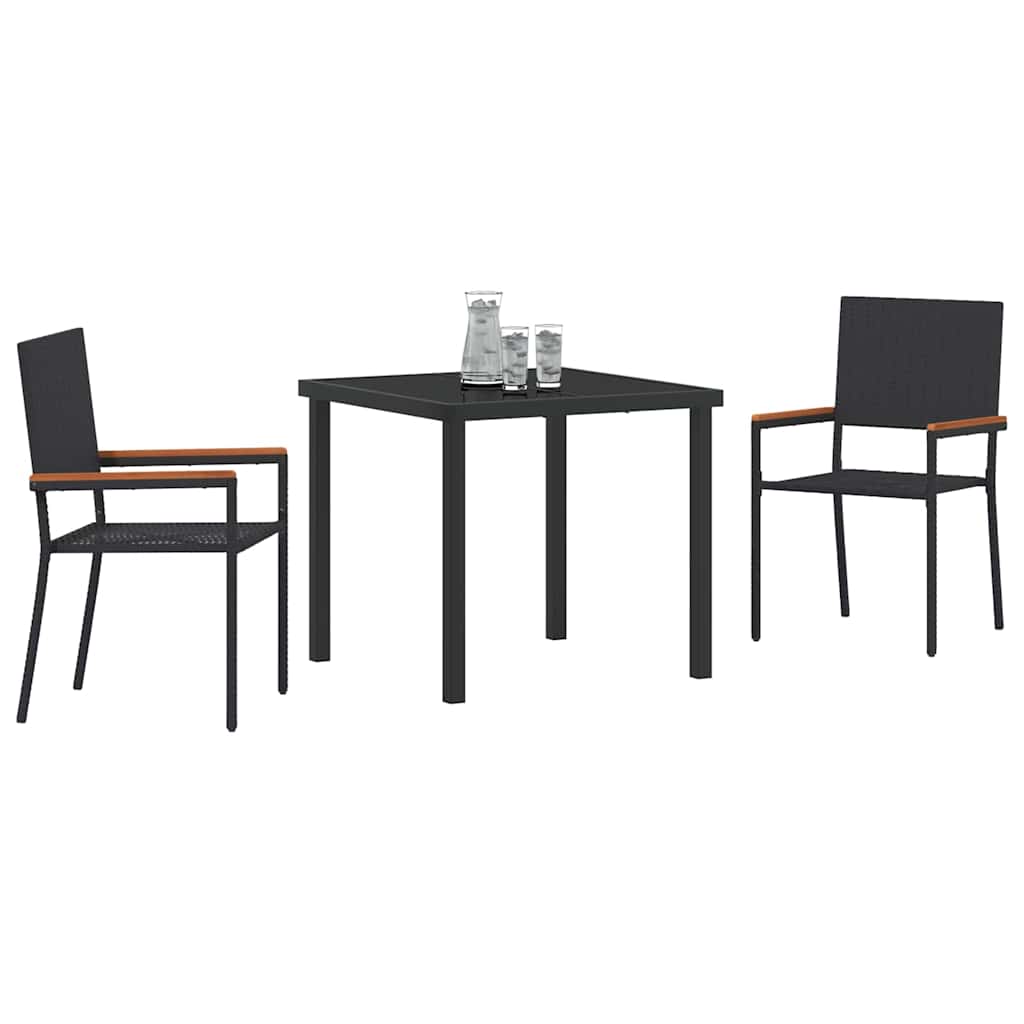 Ensemble de salle à manger pour jardin 3 pcs Noir polyrotin - XIOS