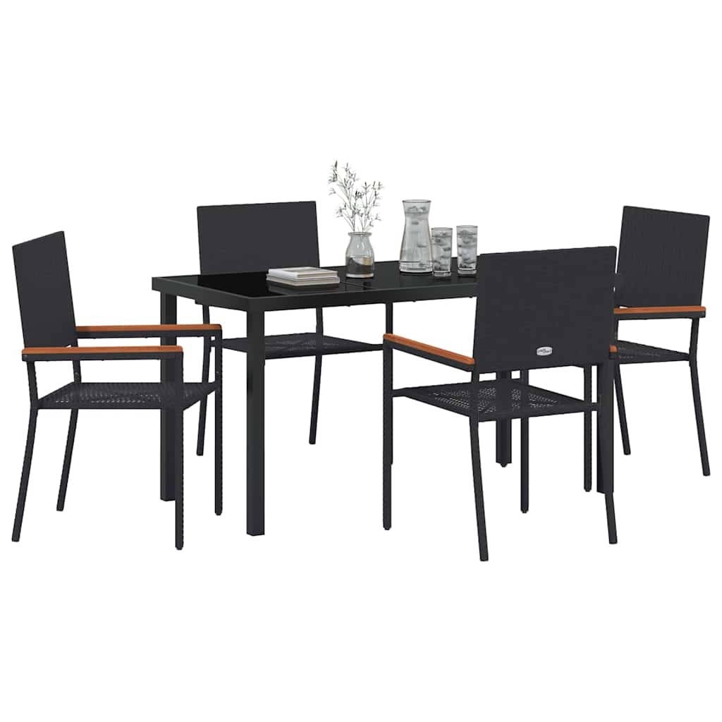Ensemble de salle à manger pour jardin 5 pcs Noir polyrotin - XIOS