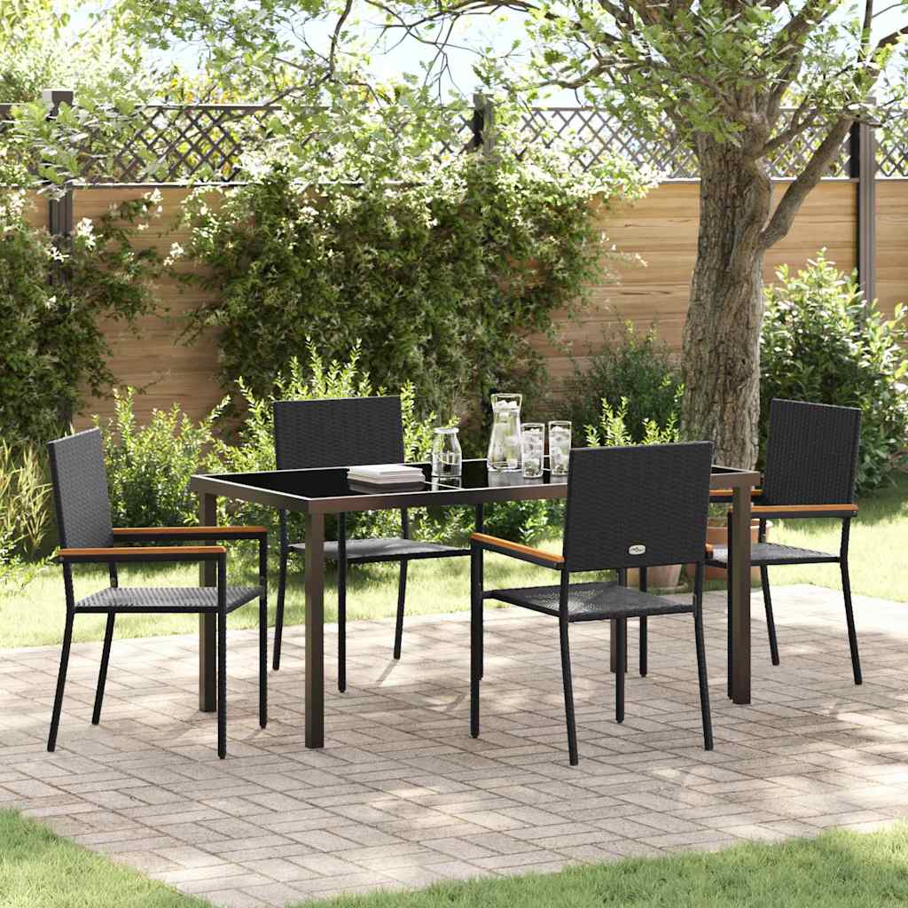 Ensemble de salle à manger pour jardin 5 pcs Noir polyrotin - XIOS