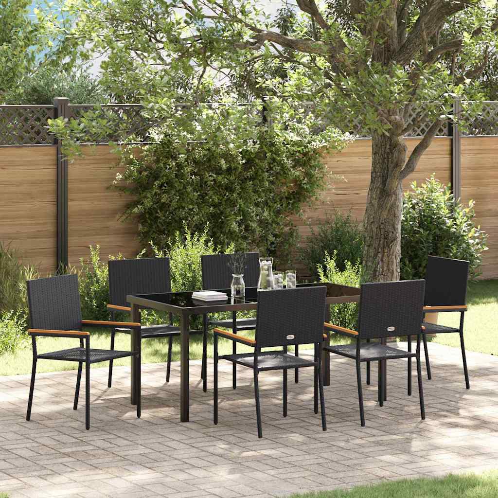 Ensemble de salle à manger pour jardin 7 pcs Noir polyrotin - XIOS