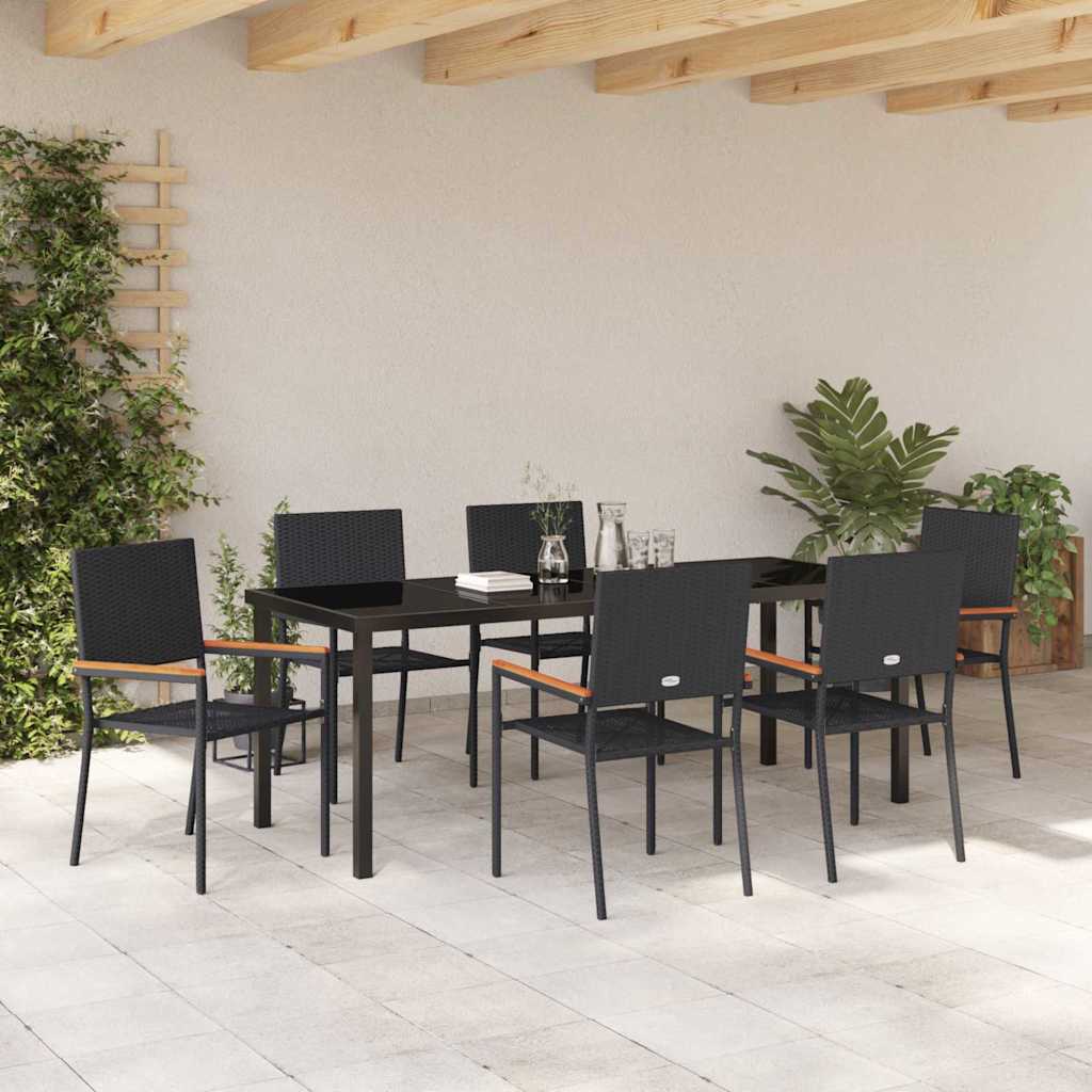 Ensemble de salle à manger pour jardin 7 pcs Noir polyrotin - XIOS