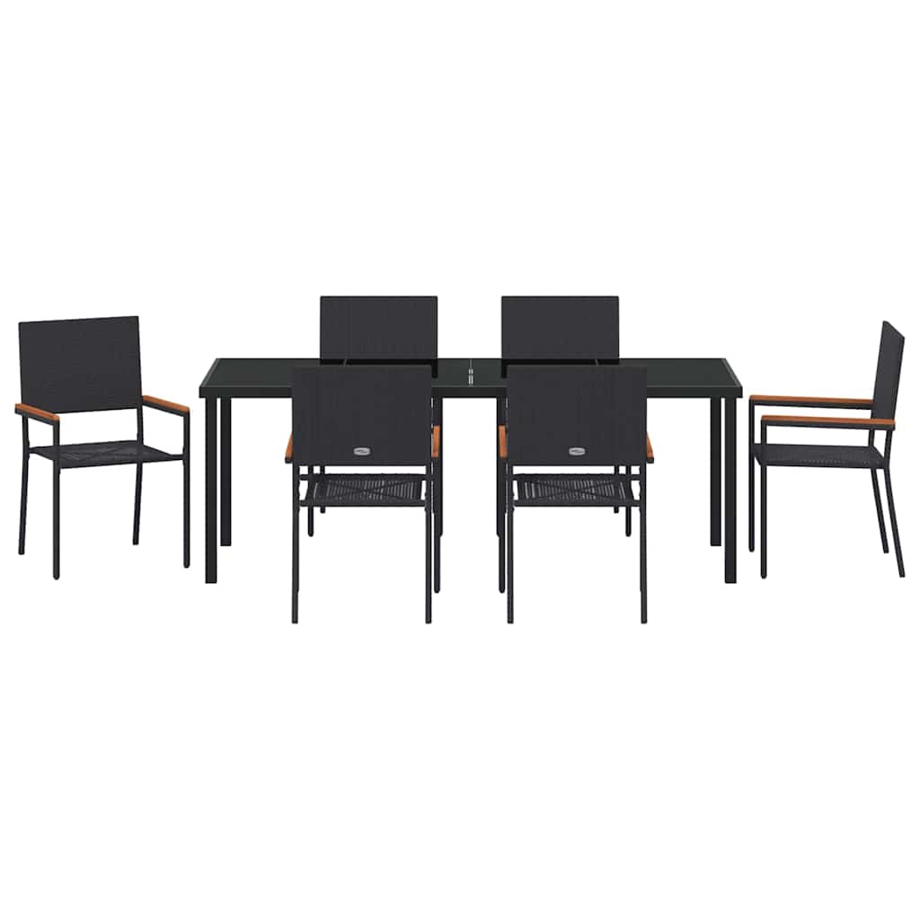 Ensemble de salle à manger pour jardin 7 pcs Noir polyrotin - XIOS