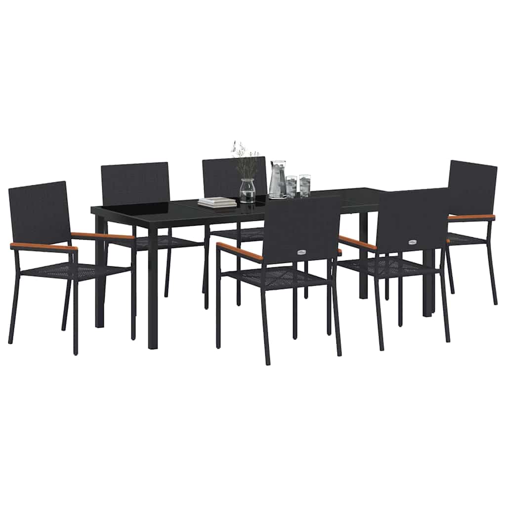 Ensemble de salle à manger pour jardin 7 pcs Noir polyrotin - XIOS