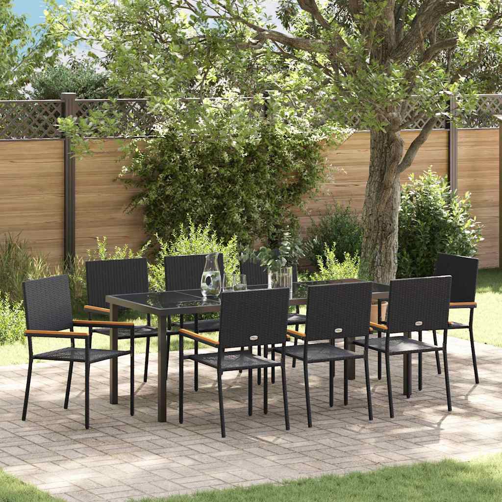 Ensemble de salle à manger pour jardin 9 pcs Noir polyrotin - XIOS