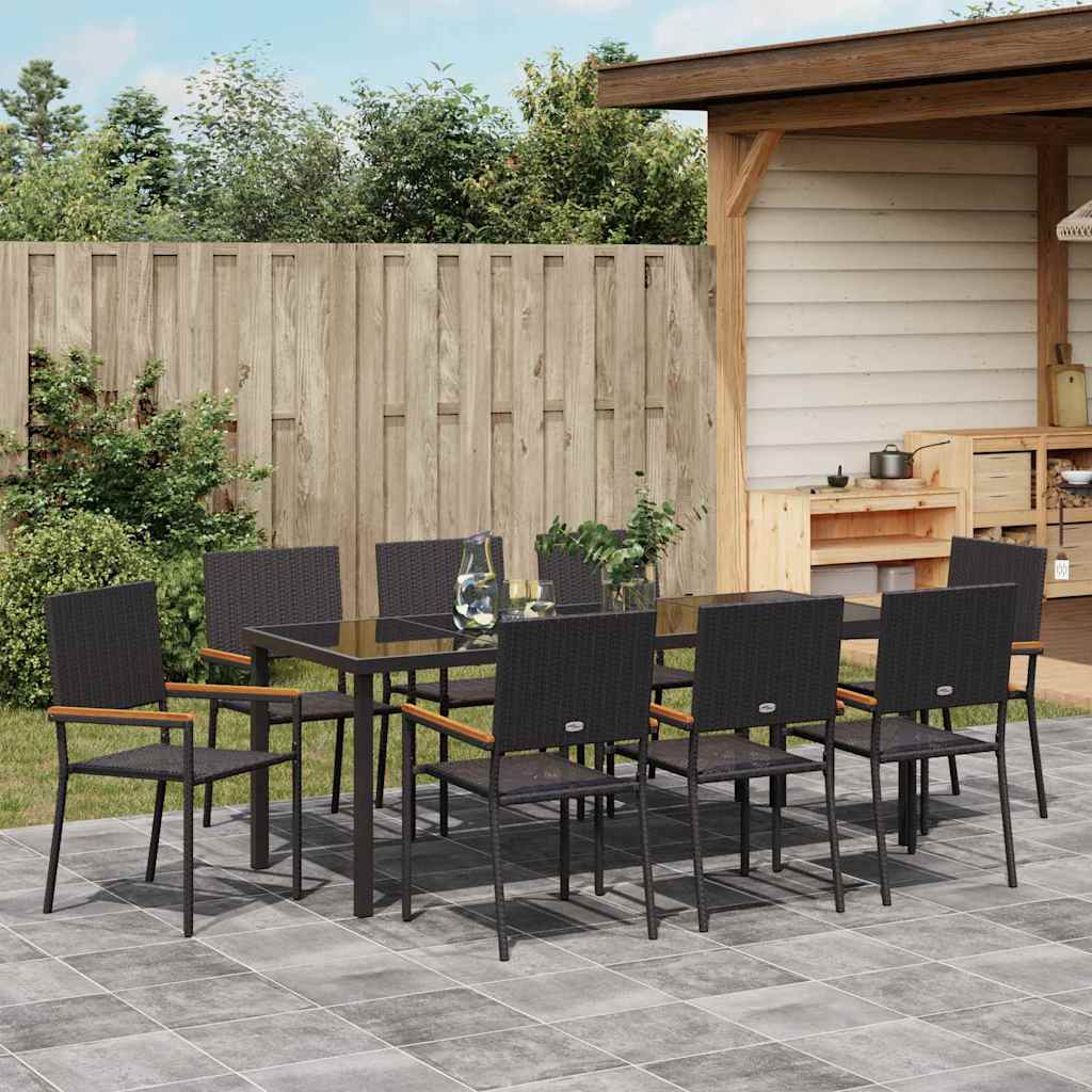 Ensemble de salle à manger pour jardin 9 pcs Noir polyrotin - XIOS
