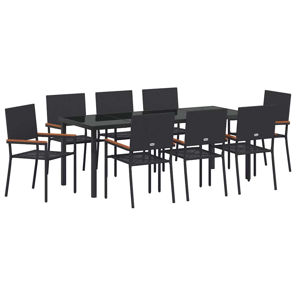 Ensemble de salle à manger pour jardin 9 pcs Noir polyrotin - XIOS