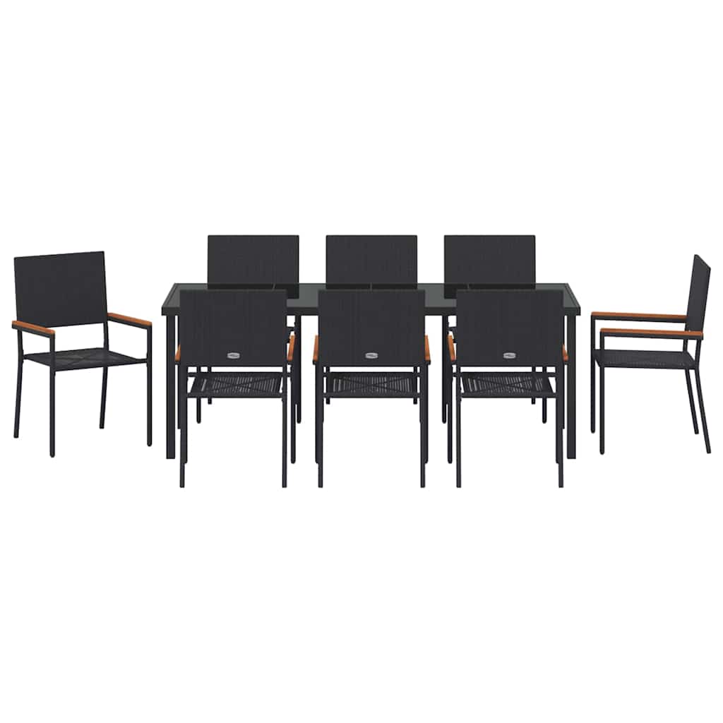 Ensemble de salle à manger pour jardin 9 pcs Noir polyrotin - XIOS