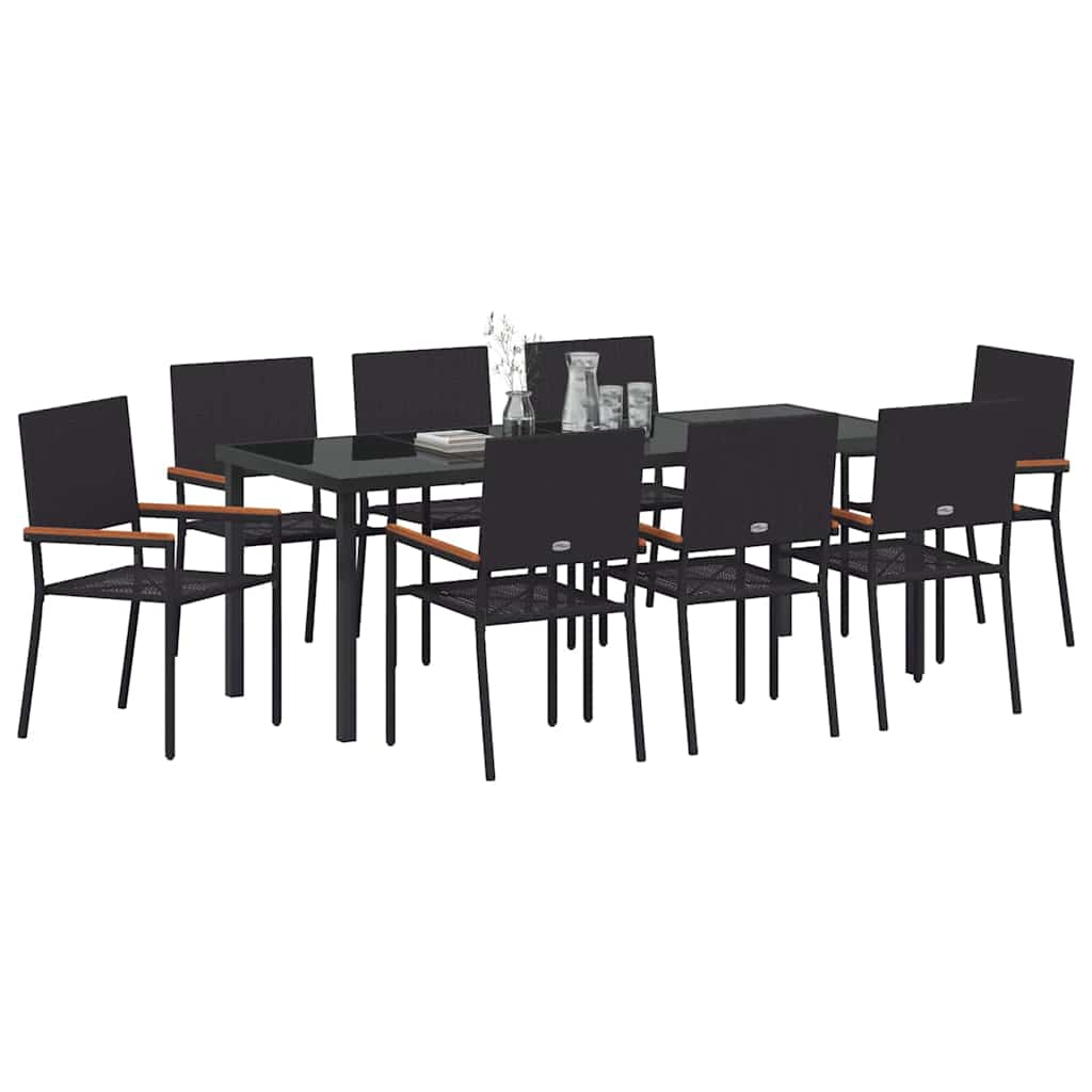 Ensemble de salle à manger pour jardin 9 pcs Noir polyrotin - XIOS