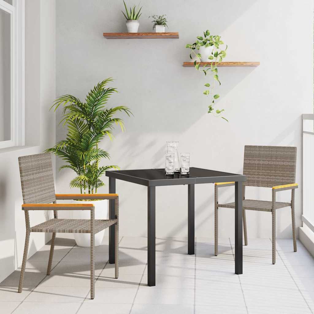 Ensemble de salle à manger pour jardin 3 pcs Gris polyrotin - XIOS